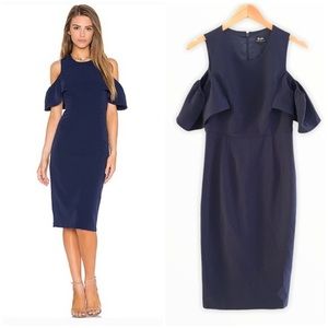 Bardot Jessie Dress Navy Blue Cold Shoulder Small 6